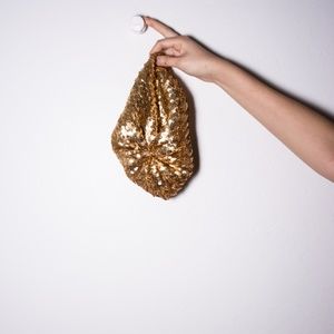 gold sequin beret